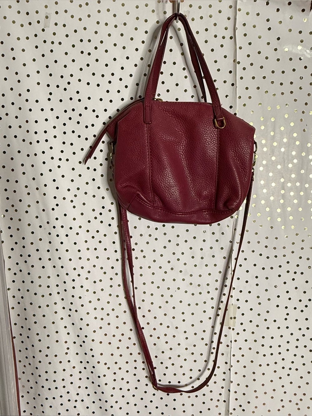 Hobo Red Leather Tote Bag with Crossbody Strap